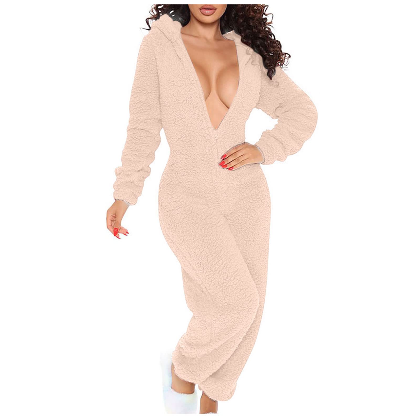 Combinaison Pyjama Femme Sexy Polaire Pyjamas Hiver Boutonnée Combinaison