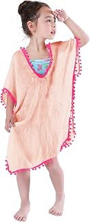 MissShorthair Girls Swim Cover Up Beach Swimwear Coverup Swimsuit Wraps with Pom Pom Trim