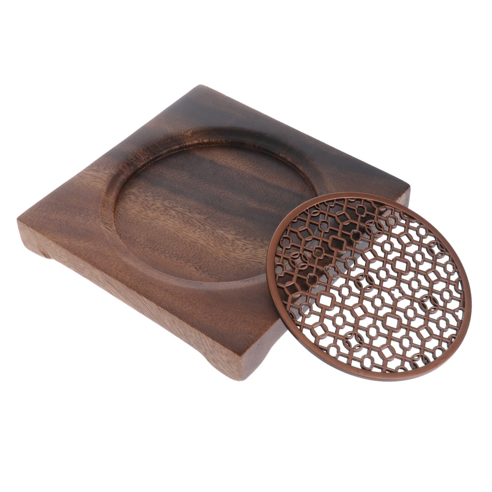 Ciieeo 1pc Walnut Wood Tea Pot Tray Square Holder for Teacups Home -scalding Design and Stylish Random Style and Color