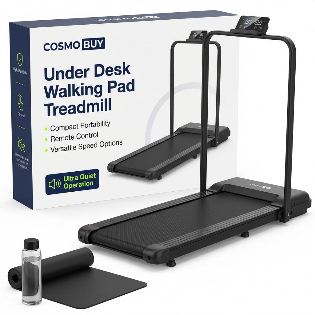 Under Desk Walking Pad Treadmill With Handle Bar | 2.0 HP | LED Display | Remote Control | 1-10 KmH Speed |Slim Folding Portable Walking Running Machine Treadmill For Home Gym Office Workout