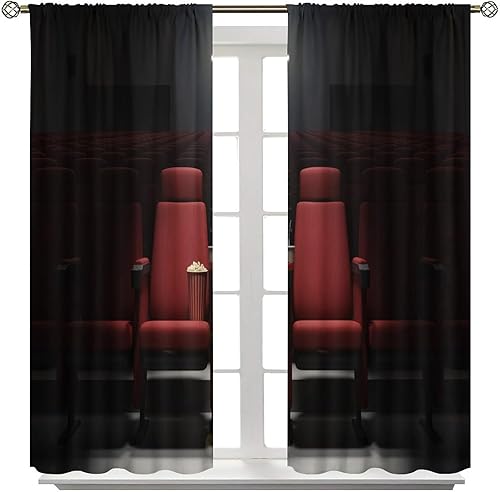 Miniatura 63 de Cortinas opacas para cine en casa, diseño retro moderno, tiras de película de palomitas de maíz para cámara de película, bolsillo para barra,