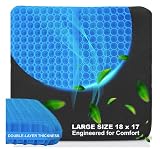 Large Gel Seat Cushion for Long Sitting, Cooling Gel Cushion for Office Chair, Tailbone Sciatica Coccyx Pain Pressure Relief Orthopedic Seat Cushion, Double Handles Non Slip Cover for Car Wheelchair