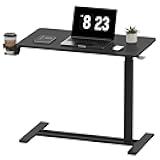 Adjustable C Table with Wheels, Mobile Snack Side End Table Sofa Couch Bedside Table Laptop Rolling Cart TV Tray Night Stand Small Space Side Table,(31.5