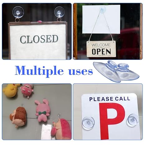 20 Pieces Suction Cups, Transparent Suction Cup, Small Glass Suckers, Window Suckers for Glass, Strong Glass & Tile Suckers for Car, Window, Kitchen, Bathroom Decor (20 mm)