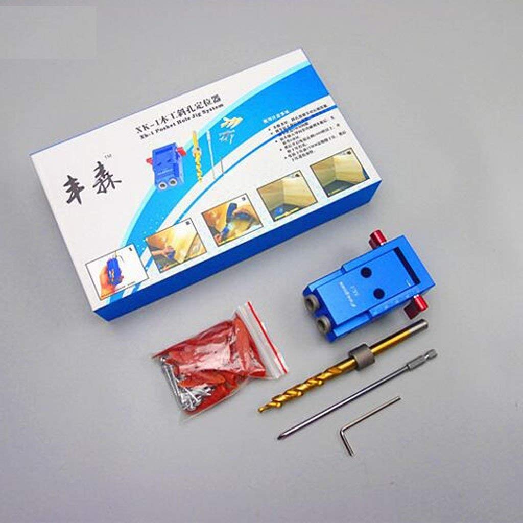 Mini borsa foro Jig + trapano + cacciavite + chiave per legno trapano, lavorazione del legno