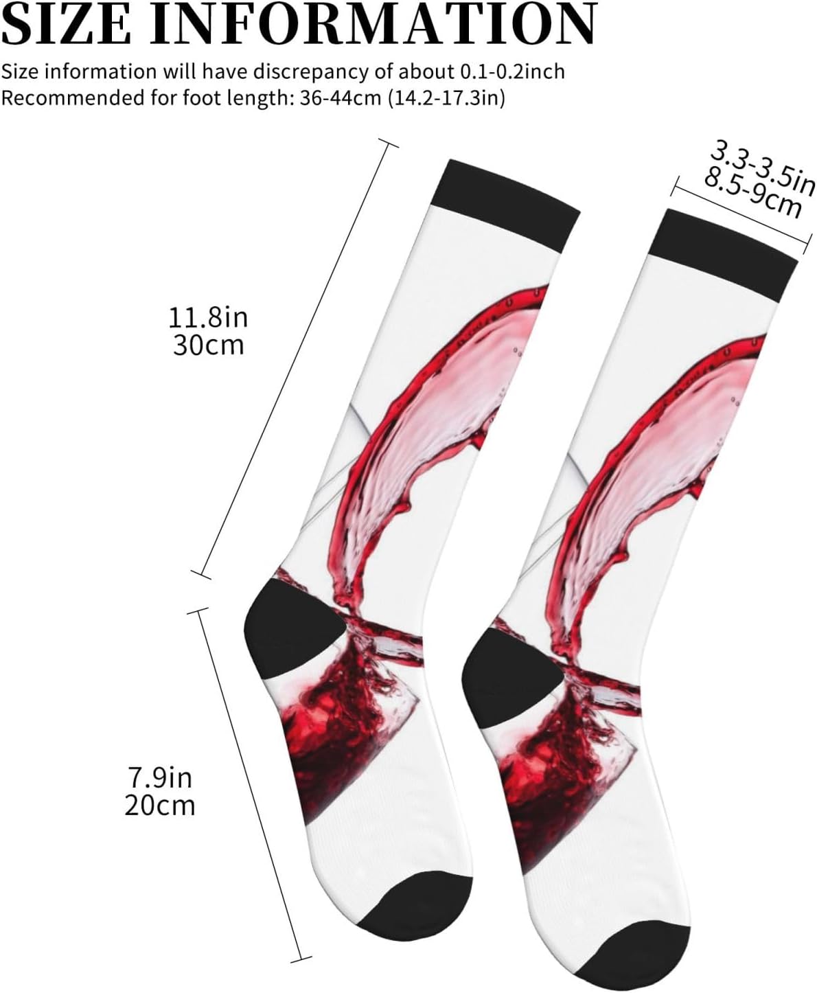 Red Wine Heart Over White Background Tight Fitting Women'S Men'S Knee High Running Socks