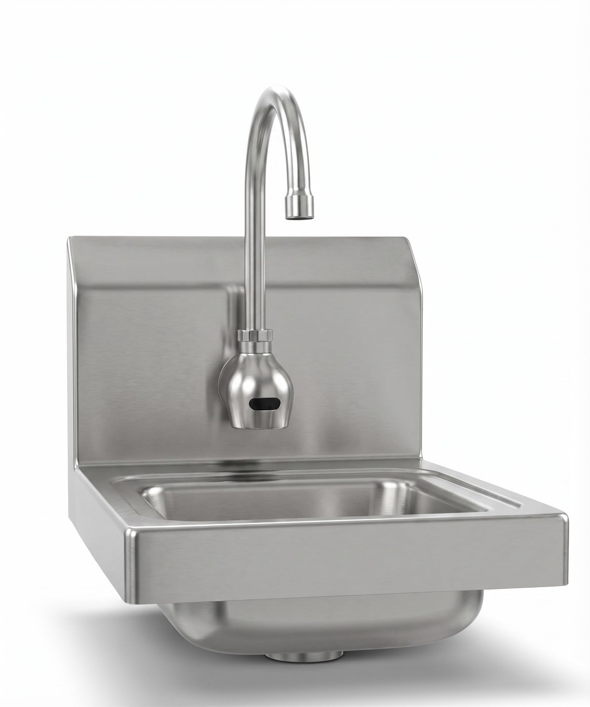 Wall Mounted Hand Sink with Sensor Faucet by Glownary – 30 Inches X 15 Inches, Stainless Steel, Silver, Model 600hs12efw
