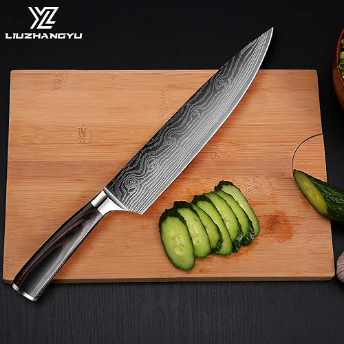 Miniatura 8 de Juego de cuchillos de chef profesional, 3.5-8 pulgadas, cuchillos en caja de acero inoxidable 5Cr15mov ultra afilados japoneses con fundas, juegos