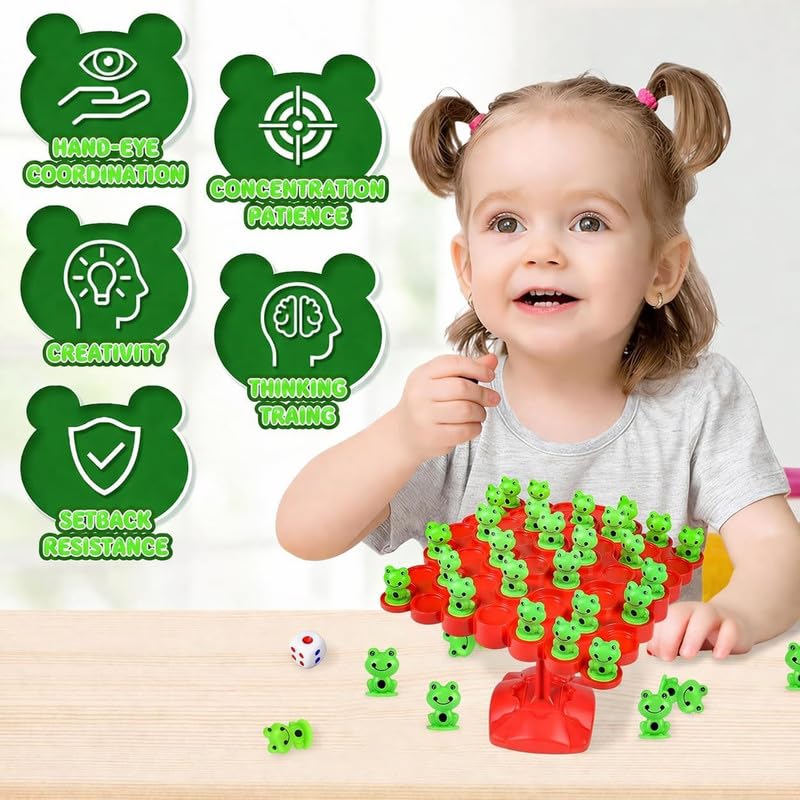 POTLID Frog Balance Math Game for Kids | Educational Counting & Number Learning Toy | Preschool STEM Board Game with Weights | Fun Gift Toy for Boys & Girls (Frog Balance Tree) 4