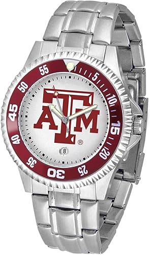 Vista 14 de SunTime Reloj de cuarzo de 1.575 in para hombre, correa de acero inoxidable de 0.787 in, esfera Gameday