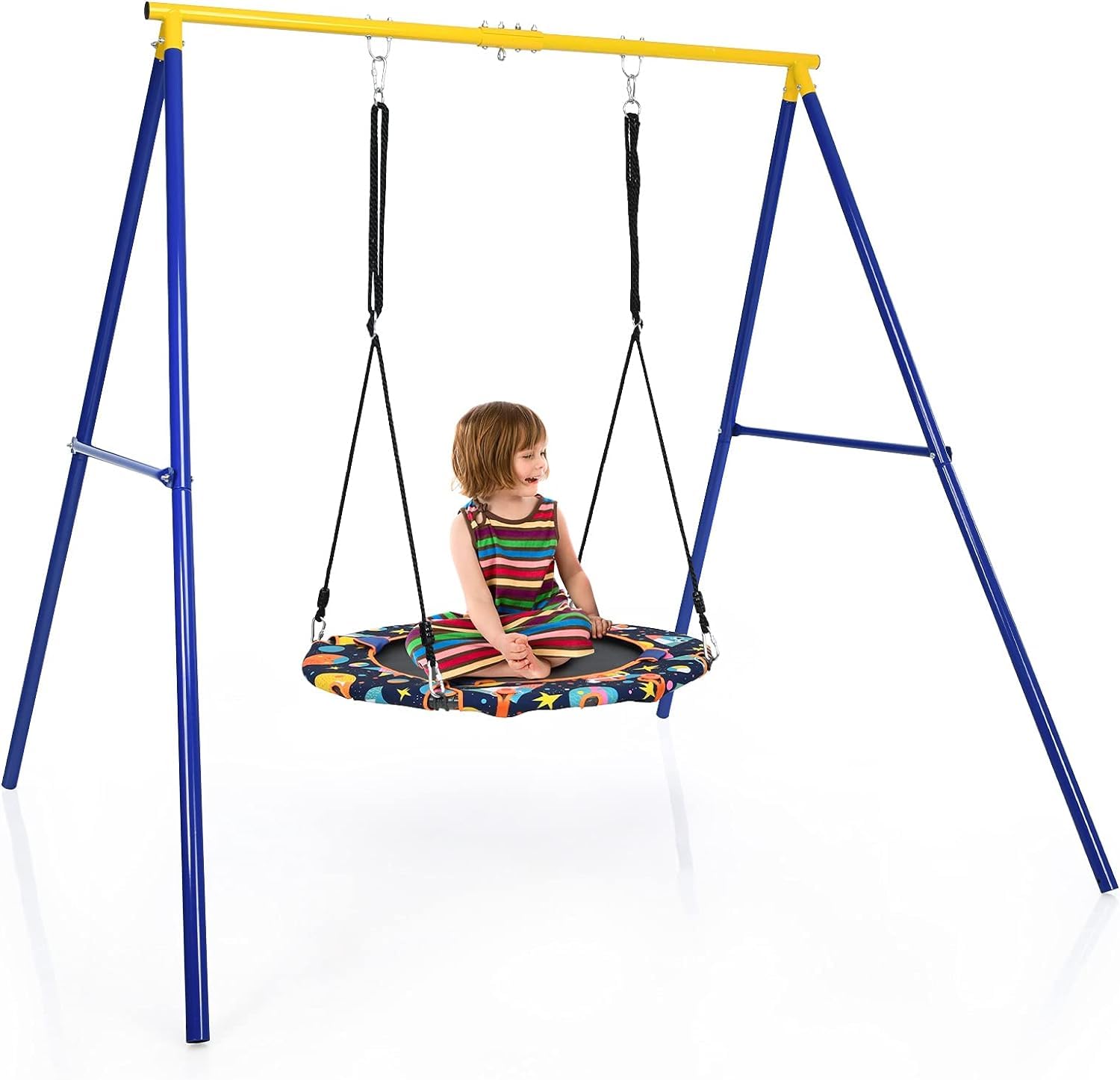 GOPLUS Estructura de Columpio Resistente de Metal, Soporte con 3 Ganchos, Carga Máxima 150 KG, para Jardín, Parque y Patio (Columpio no incluido)