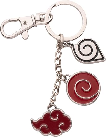 Naruto Charm Keychain - SalesOne Naruto Shippuden Anime Icons Multi-Charm | Enamel Naruto Shippuden icon charms on metal keyring, for keys, bags, cosplay, officially licensed collectible for fans