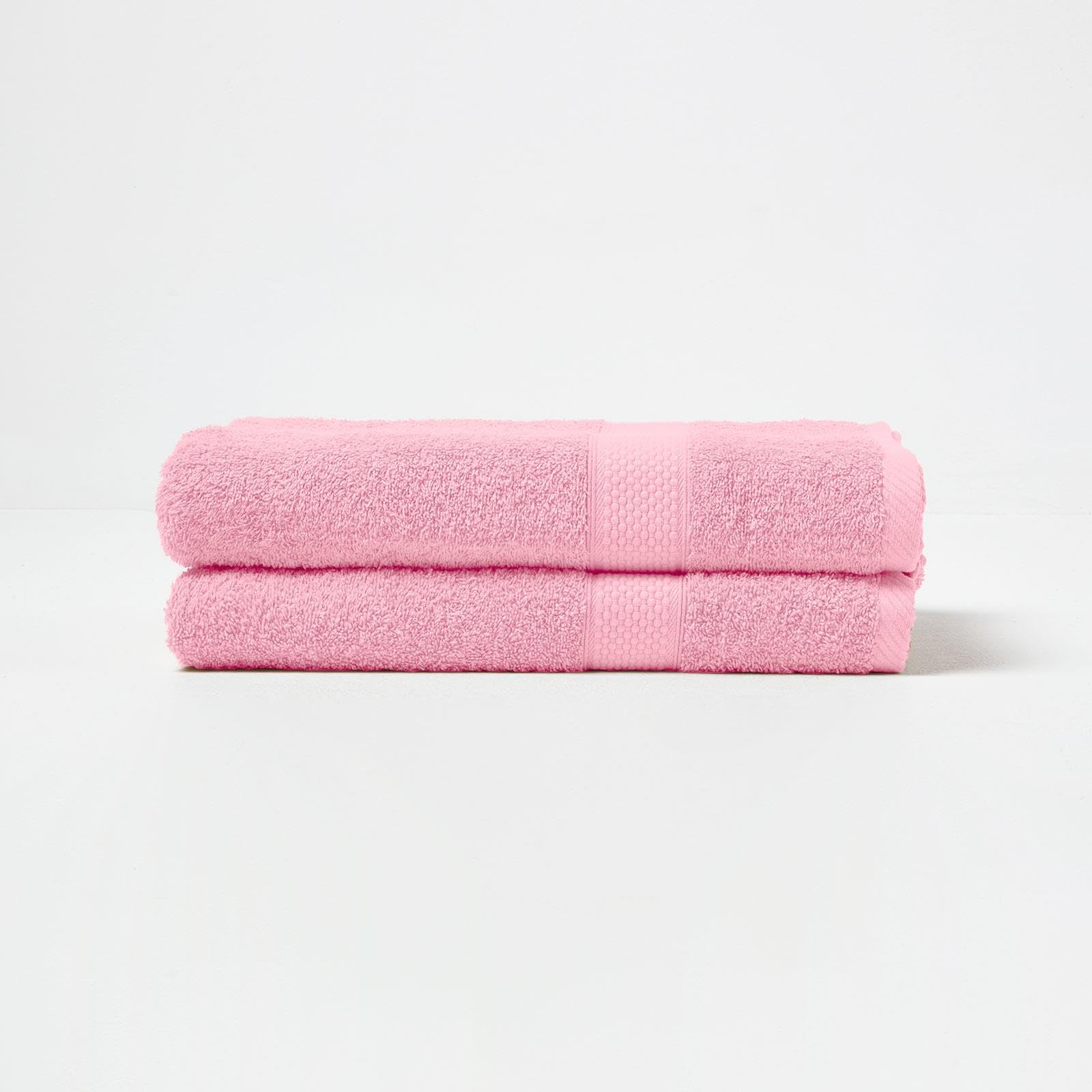 HOMESCAPES Pink Turkish Cotton Set of 2 Bath Towels Super Soft Thick & Absorbent 500 GSM Towel Heavy Weight for everyday Luxury