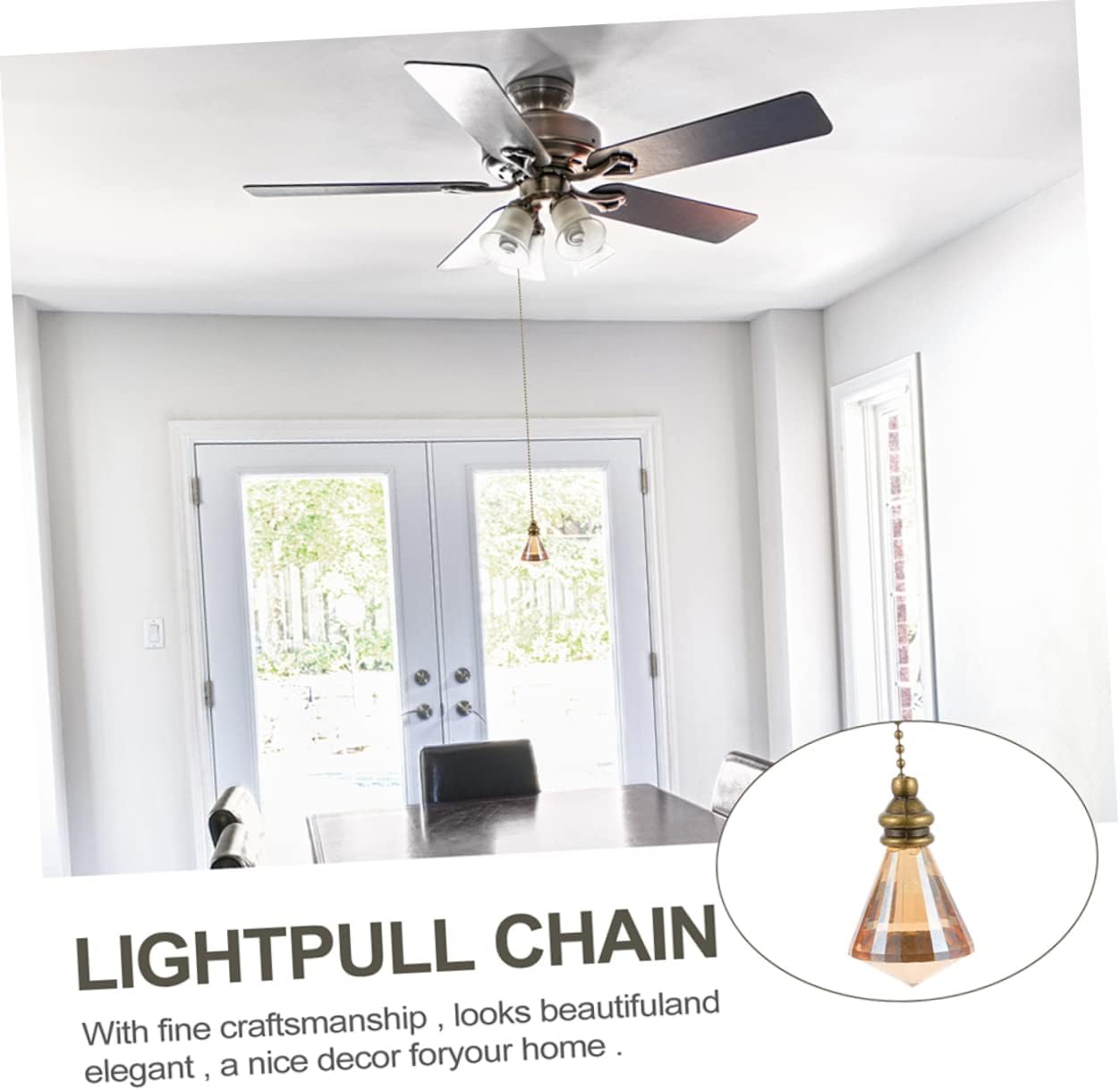 jojofuny 2Pcs Decorative Ceiling Fan Pull Chain Extender Elegant Light Chain Connectors for Stylish Ceiling Fan Accessories Finish