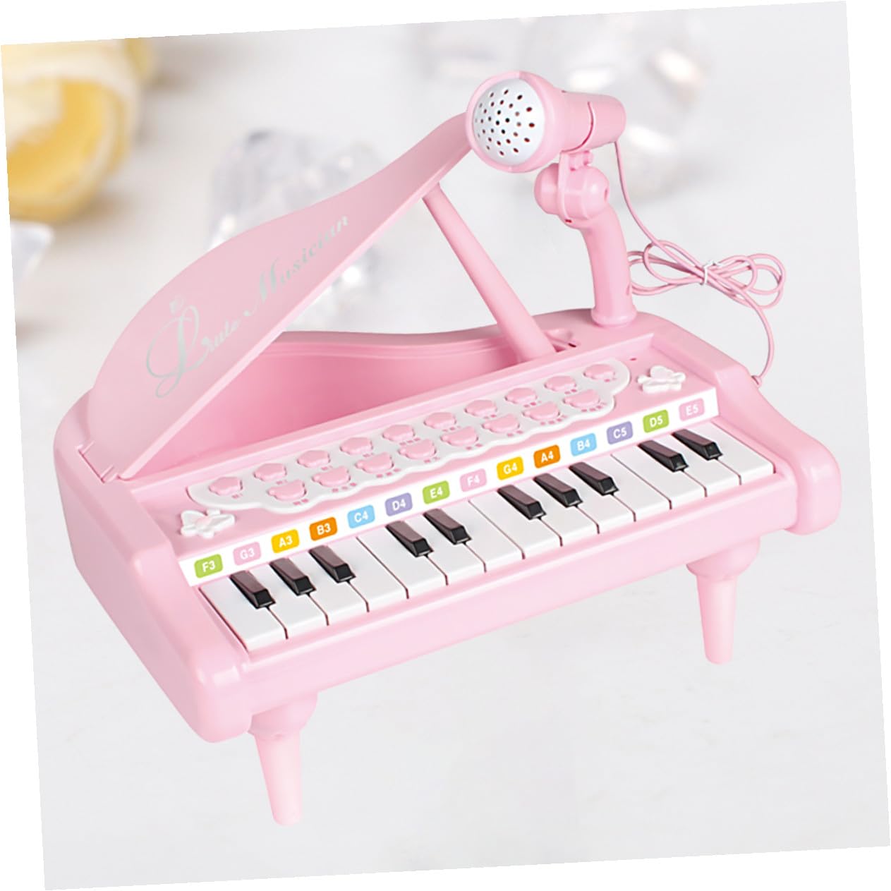 Pianola Elettronica Multifunzionale per Ragazzo Ragazza con Microfono, Tastiera Giocattolo in Plastica Rosa, Strumento Musicale Educativo per Scuola Media e Giochi