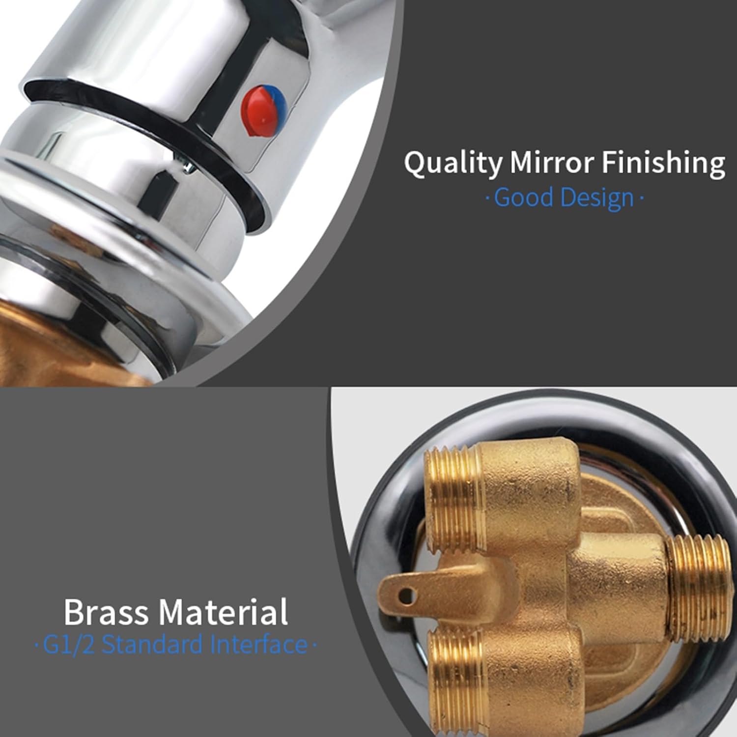 1 Way Outlet Gear Screw Thread/Intubation Tap Cold And Hot Brass Shower Faucet Mixer Diverter Bathroom Cabin Steam, 50-55mm Hole Size, Ceramic Valve Core, Zinc Alloy Chromed Handle(D)