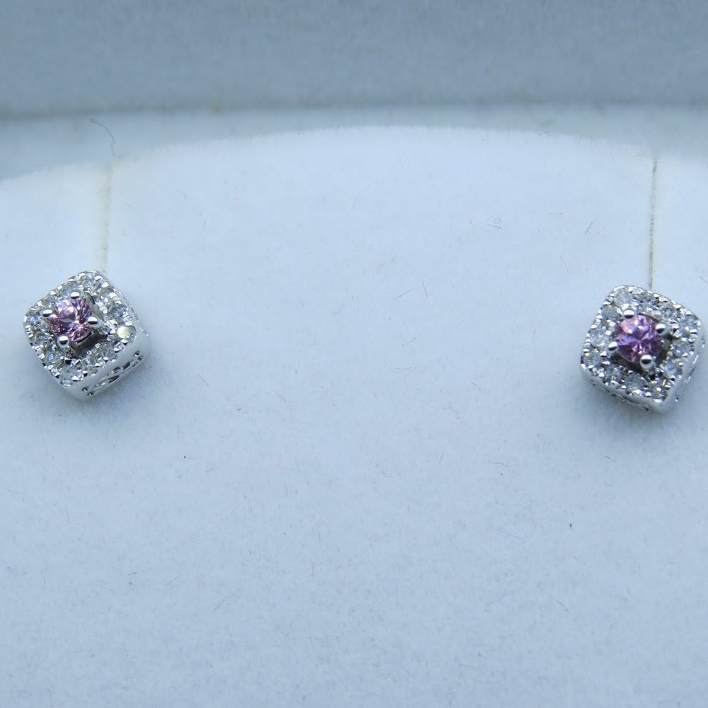 Dazzlingrock Collection Valentine's Day Gift Womens Square Frame Halo Stud Earrings, 10K Solid White Gold - Image 5