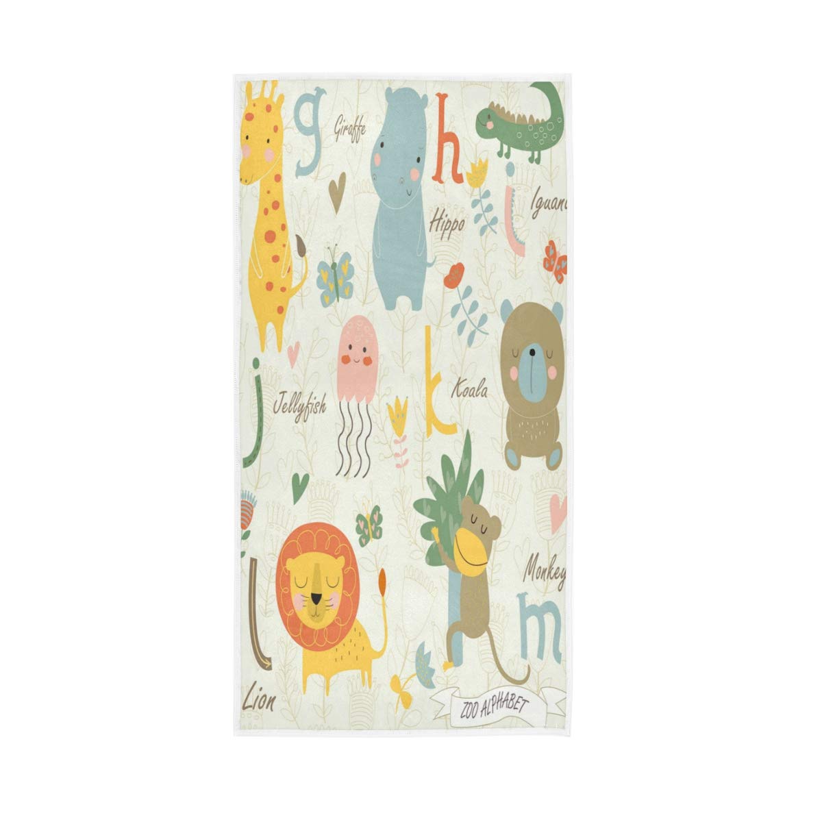 HUYGD Cartoon Bear Monkey Jellyfish Lion Alphabet ABC Love Heart Soft Bath Hotel Spa Hand Gym Sport Towel 76 x 38 cm(30 x 15 Inches)