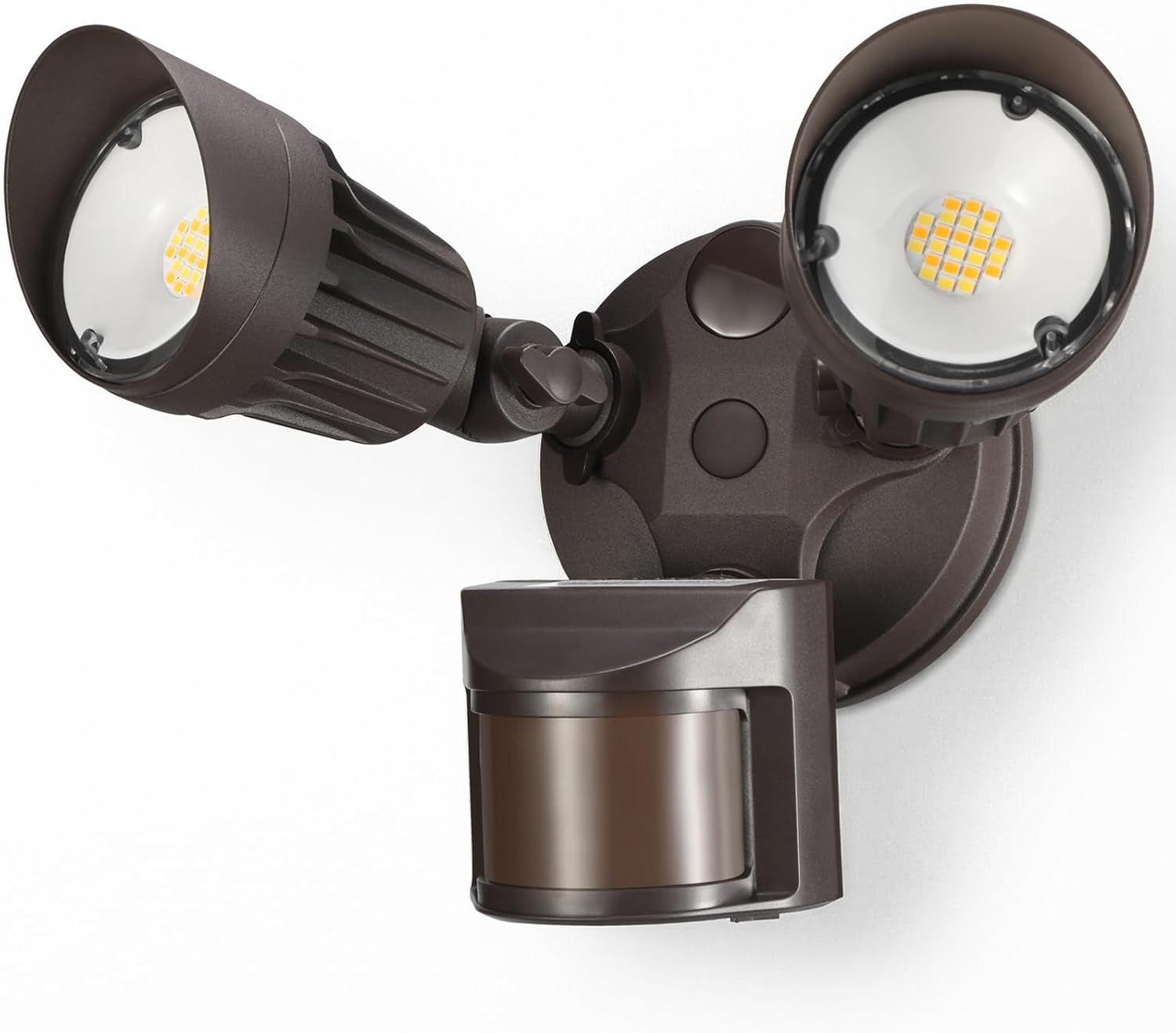 LEONLITE 3CCT LED Security Light, Motion Sensor Outdoor Lights, Dusk to Dawn, ETL Listed, Adjustable Heads, 3000K4000K5000K Selectable, Motion Detector Flood Light, Aluminum, IP65 Waterproof, Bronze