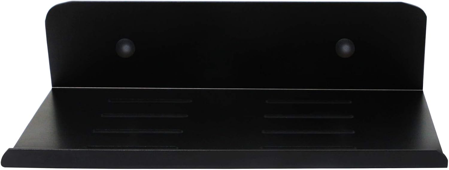 SinLoon 7.8 Inch Small Shelf in Flat Satin Aluminum Bathroom Shelf Wall Mount for Small Speaker Smartphone, Tablet, Toiletries (Black)