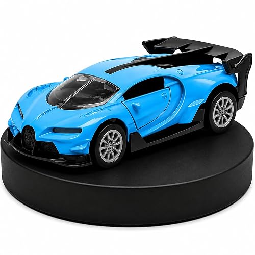 Bugatti Die Cast 1:32 Scale Metal Pull Back Car with Openable Doors | Premium Alloy Toy Vehicle for Kids Boys Girls | Realistic Mini Racing Model Car | Durable Collectible Gift (Blue)