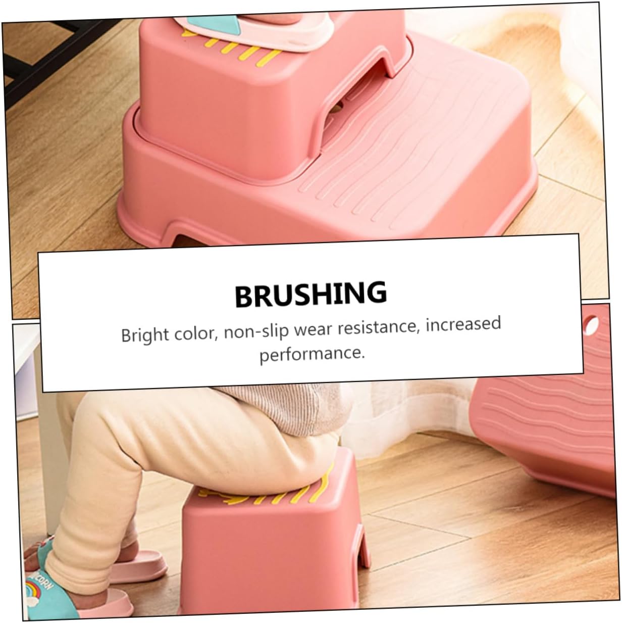 Non Slip Toilet Footstool Plastic Wash Stool for Bathroom Ladder Step Stool for Potty Training and Handwashing Pink Single Design Space Saving Compact