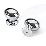 homdiy 10 Pack Solid Polished Chrome Cabinet Knobs 1-5/16 inch Oval Chrome Drawer Knobs Kitchen Cabinet Handles for Cupboard Dresser