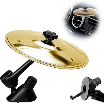 Mini Drum Cymbal Car Vent Decoration for Dashboard, Rotating Ornament | Stainless Steel & ABS, Universal Air Vent Clip, Funny Car Interior Accessory for Music Lovers, Drivers & Gift Giving
