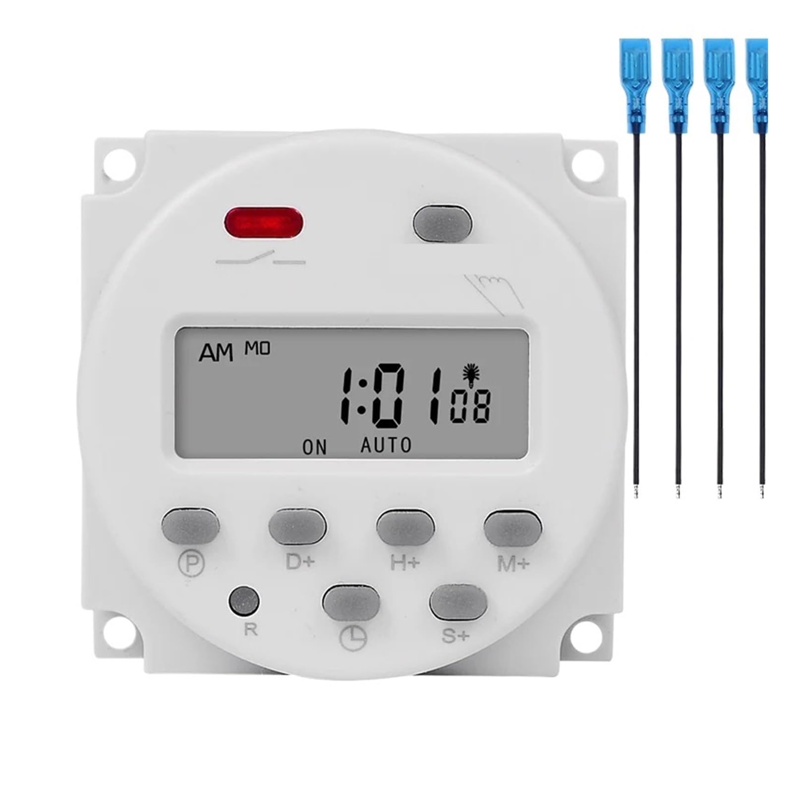 CN101S 220V 110V 12V 5V 24V Temporizador Digital L/C/D Relé de Tiempo programable semanal de 7 días con Cuenta Regresiva de intervalo de 1 Segundo(with 4 Wires 5V)