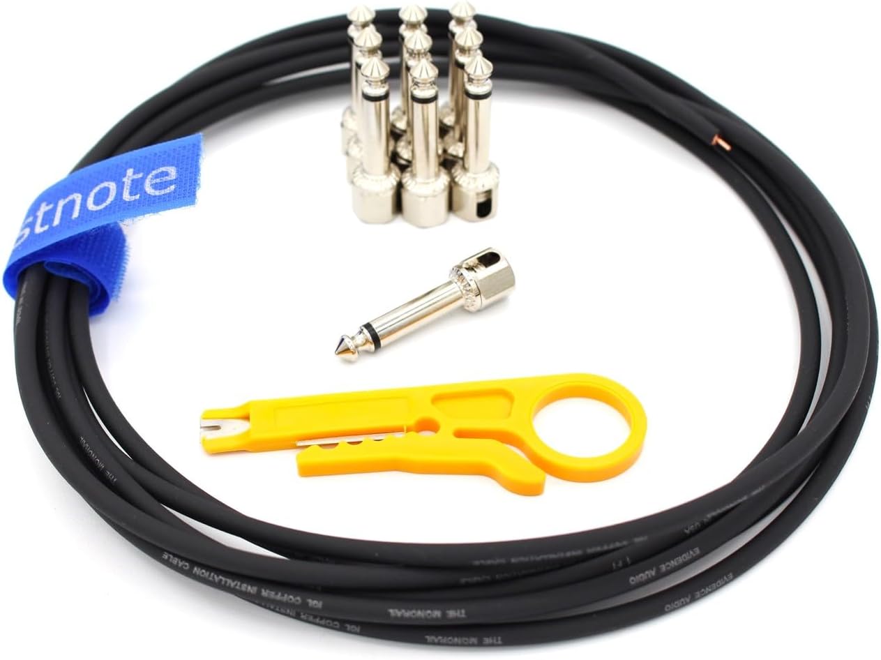 Evidence Audio Geistnote's The Monorail, Black Cable, SIS (Solderless) Pedalboard Kit - 20 SIS plugs/20 feet of Black Monorail