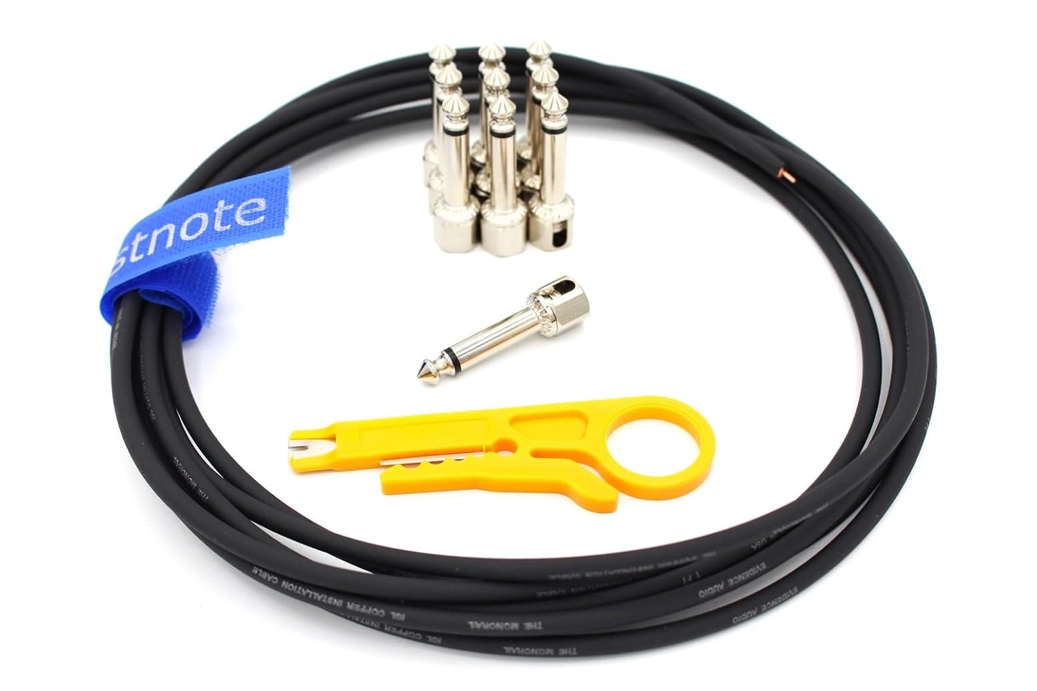 Geistnote's Evidence Audio The Monorail, Black Cable, SIS (Solderless) Pedalboard Kit - 20 SIS plugs/20 feet of Black Mono...