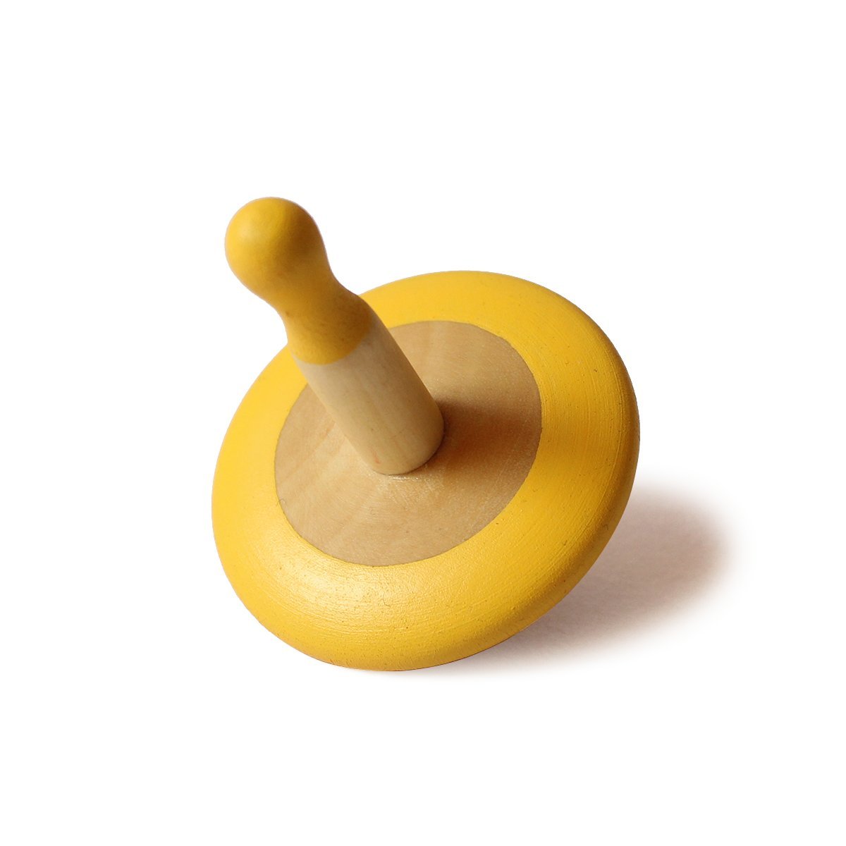 Shumee Organic Handmade Spinning Top 1 Pc/Set(Yellow)|6 cm| 100% Child Safe| Gyroscopes Toy| Fidget Spinner| Educational Toys|Montessori,Kindergarten Toys| Gift Toys for Kids/Toddlers
