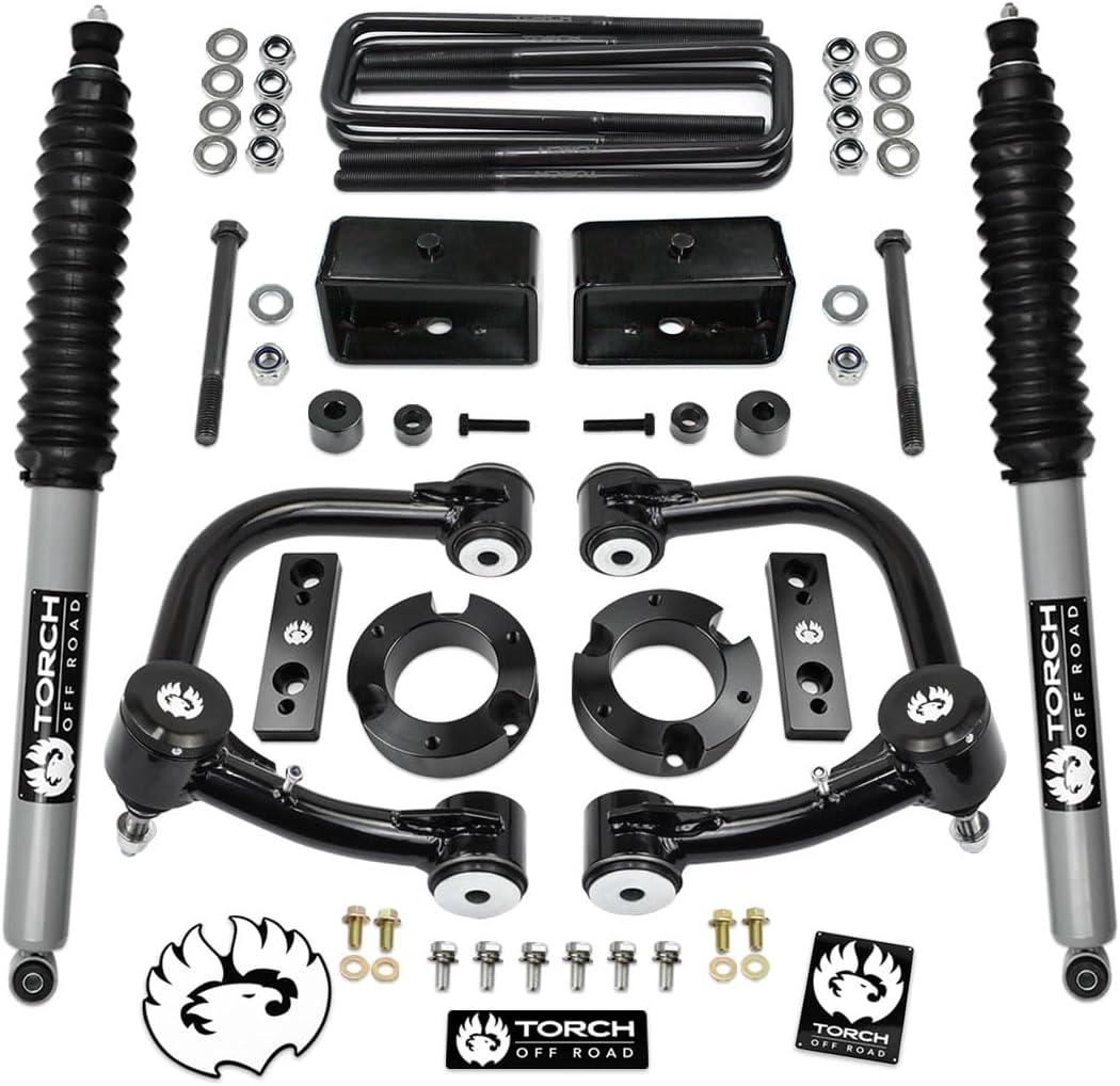 TORCH 3" Full Lift Kit for 2005-2023 Toyota Tacoma 4X4 4WD TRD SR5 w/Upgraded Upper Control Arms Differential Drop Sway Bar Relocation Kit Extended Rear Shocks- 6 Lug Models ONLY (3" Front 3" Rear)