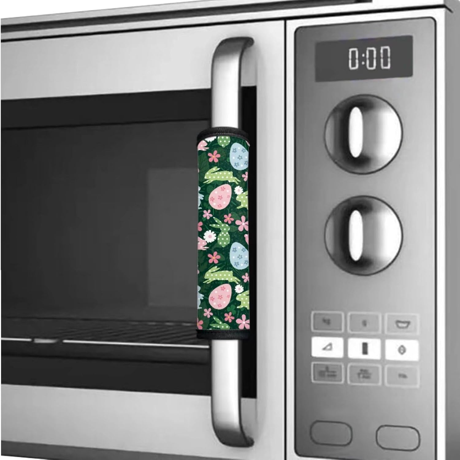 Refrigerator Handle Covers Pack of 8, Anti-Skid Protector for Fridge Oven Dishwasher Keep Off Fingerprints Liquid Oil Stain Food Spot Easter Kitchen Decor, Bunny Egg Flower Green