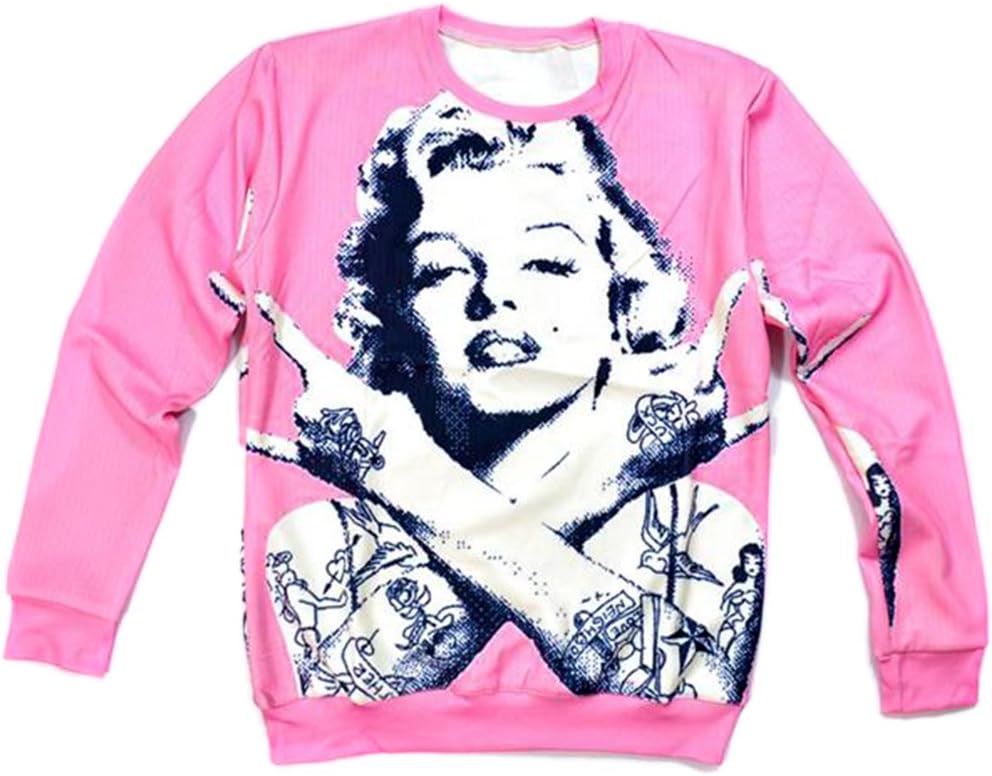 Unisex Sweater Pink Marilyn Monroe Sweatshirt Hoodies 3D T Shirts (M)