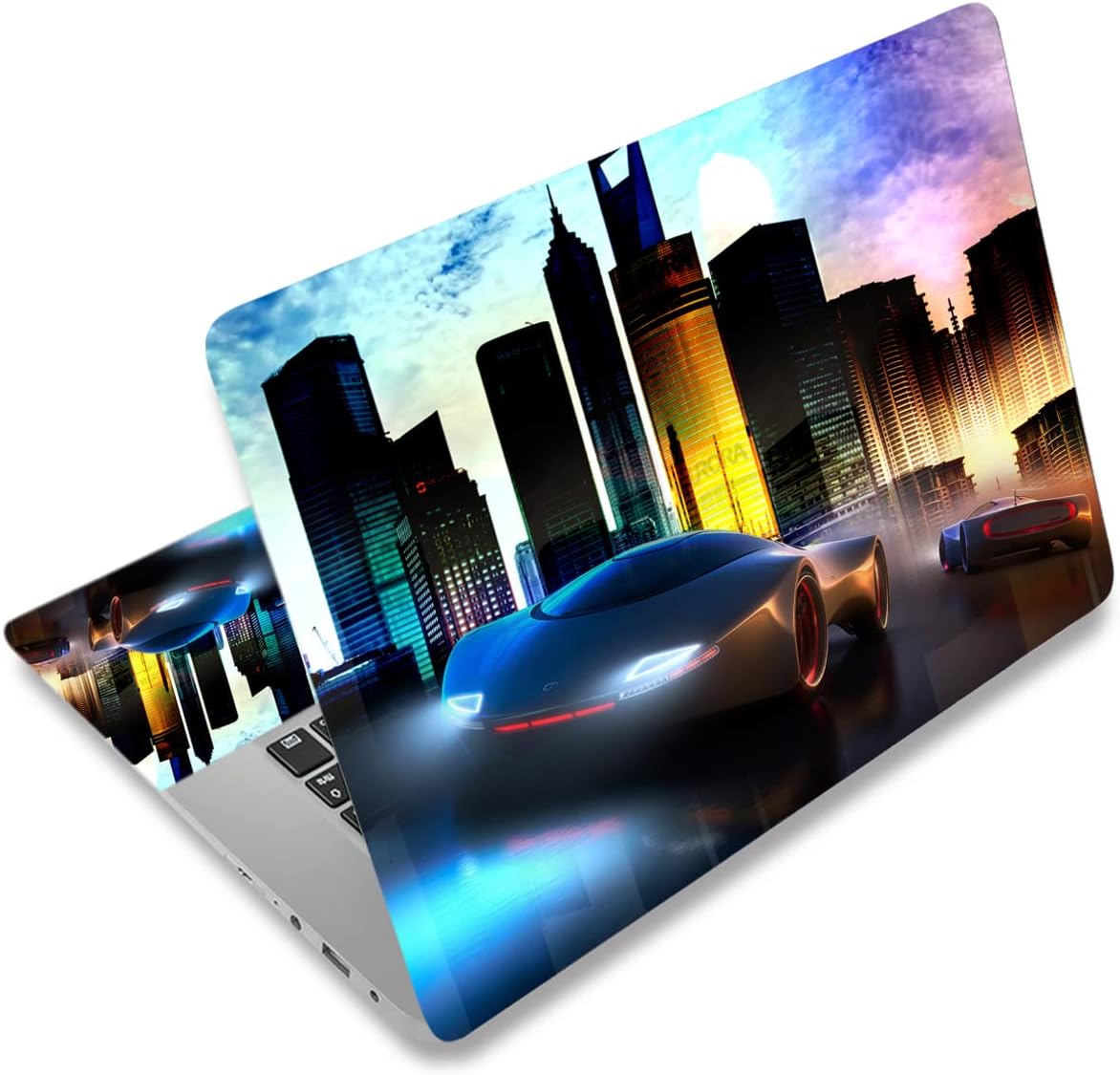 Laptop Skin Sticker Decal 15-15.6 Inches, Universal Reusable Vinyl Sticker for 12.1 13 13.3 14 15.4 Inches Netbook/Notebook PC, Waterproof & Scratch-Resistant (City Car)