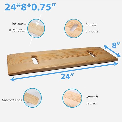 Miniatura 5 de Tabla de transferencia deslizante con asas, elegible para FSA, hecha de madera resistente, ayuda de movilidad para personas mayores y