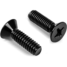 M4 x 6mm Countersunk Flat Head Machine Screws, Full Thread, 304 Stainless Steel Black Finish, 50 PCS
