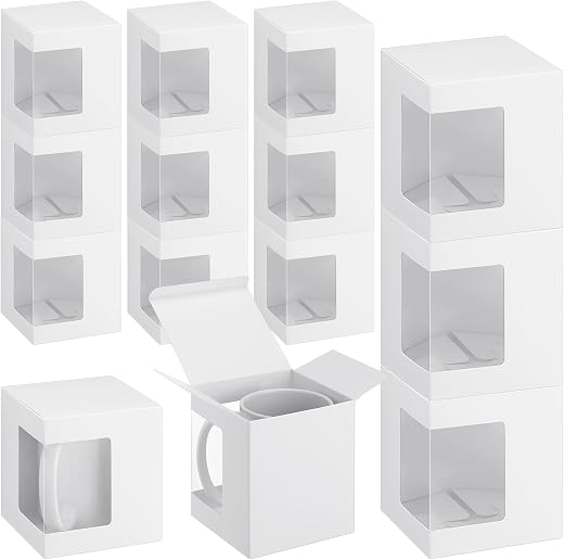 Harloon Gift Boxes for Sublimation Mugs Transparent Gift Packaging Box for Blanks Sublimation Coffee Mugs 11oz, 12oz, 15oz...