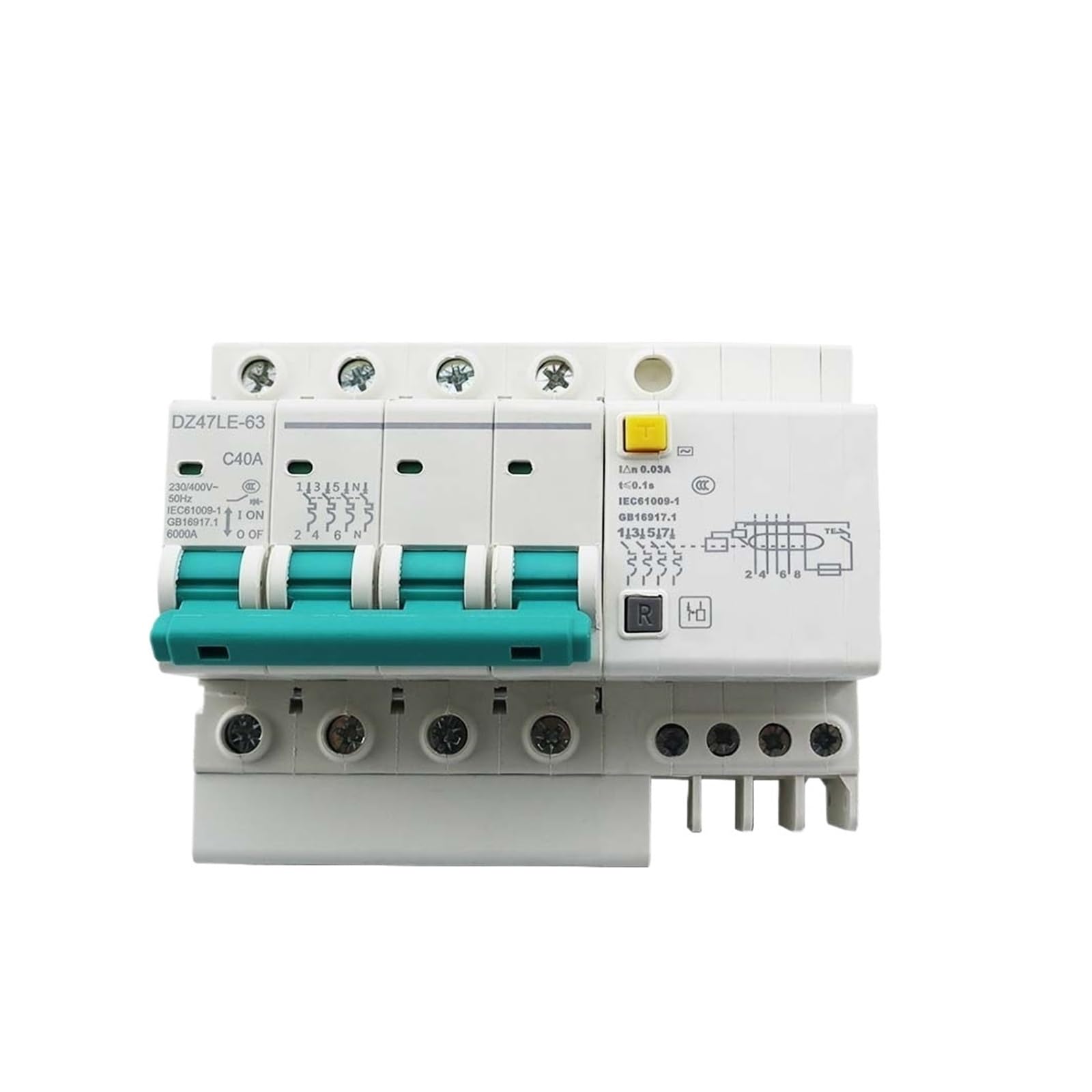 Protezione da sovratensione RCBO + SPD 1P-4P 400V | MCB RCBO 1P/2P/3P+N/4P con protezione da sovratensione SPD AC400V Interruttore corrente residua, 1 PC(4P,125A)
