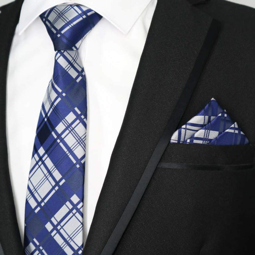 Cravate en polyester soie à rayures T-003 avec mouchoir de poche pour costume de mariage élégant