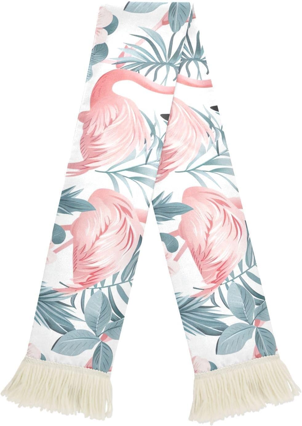 CHIFIGNO Tropical Pink Flamingo Sports Fan Scarf Towel, Soft Quick Dry Polyester Rally Towel for Soccer Fans, Cheering Sweat Wipe Scarf