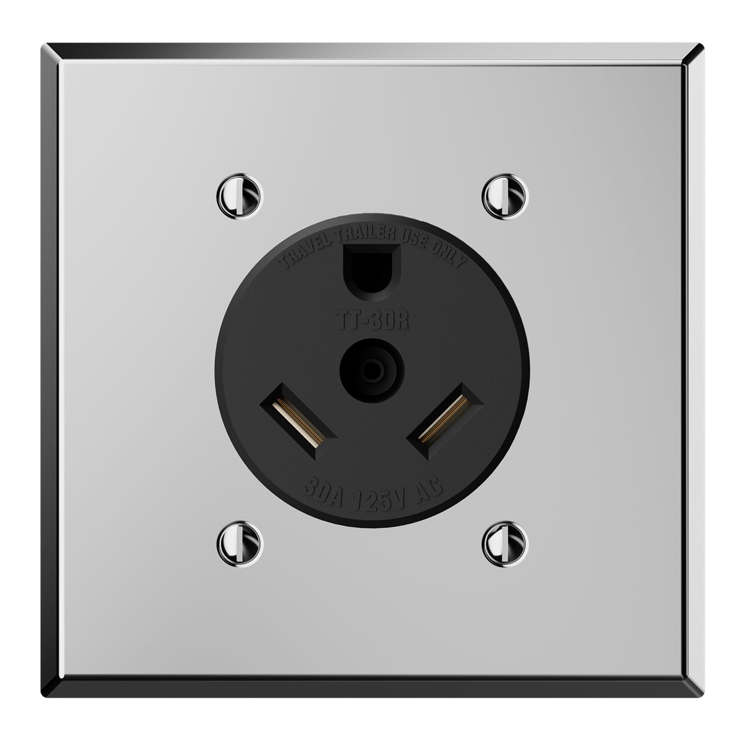 ELEGRP 30 Amps RV Receptacle, Flush Mounting Power Outlet, NEMA TT-30R 125V, Electrical Straight Blade Receptacle for RV and Travel Trailers, Heavy Duty, Grounding, 2 Pole 3 Wire, UL Listed, 1 Pack