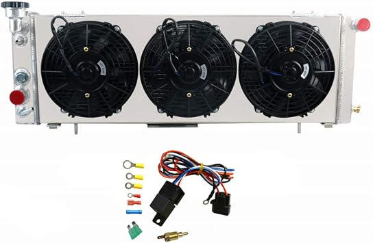 Primecooling 62MM 4 Row Core Aluminum Radiator +3X9" Fan w/Shroud for 1991-2001 Jeep Cherokee XJ, Comanche