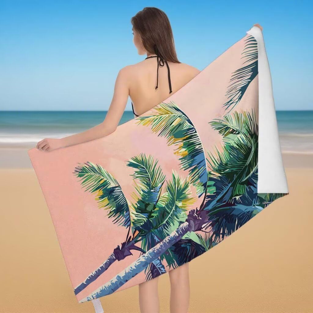 Toalla de Playa Grande 220x100cm/35x70cm, Juego de 2 Toalla Microfibra XXL de Antiarena, Toallas Playa Suave Ligera, Absorbente Secado Rápido, Beach Towel Viaje Yoga, Regalo Mujer Hombre (Árbol) J-7