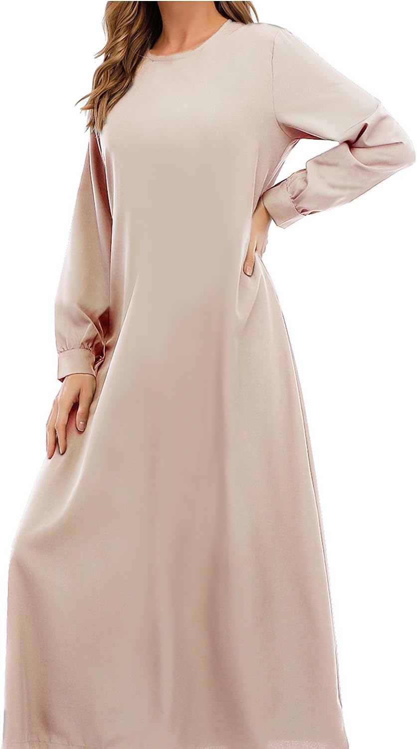 WSPLYSPJY Solid Color Zipper Abaya Muslim Dresses for Women Prayer Robe