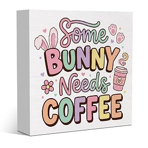 Easter Coffee Bar Decor Easter Decorations for Office Kitchen Some Bunny Needs Coffee Easters Desk Decor for Coworker