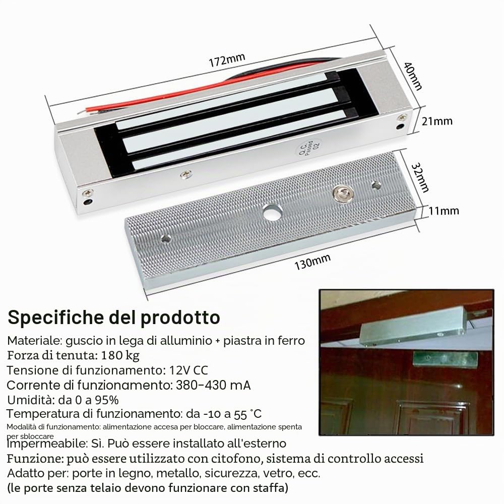 Tuya tastierino numerico Apriporta Sistema di controllo accessi Kit Impronta digitale Biometrico NFC Portachiavi lettore RFID Impermeabile 180 kg/350 libbre Serratura magnetica elettrica