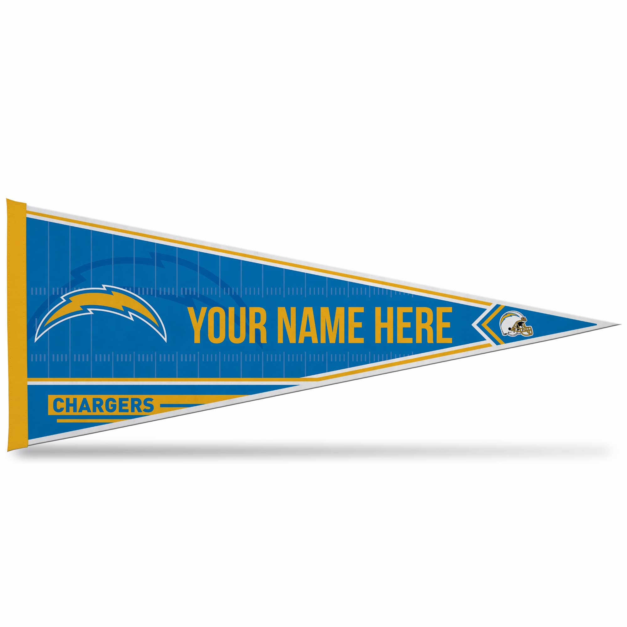 Rico Industries NFL Football Los Angeles Chargers Personalized - Custom 12" x 30" Soft Felt Pennant - EZ to Hang