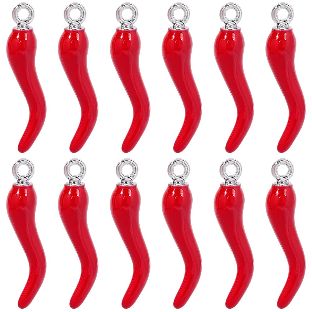 Breloques poivron rouge en alliage émaillé pour création de bijoux DIY - Boîte de 30 pièces